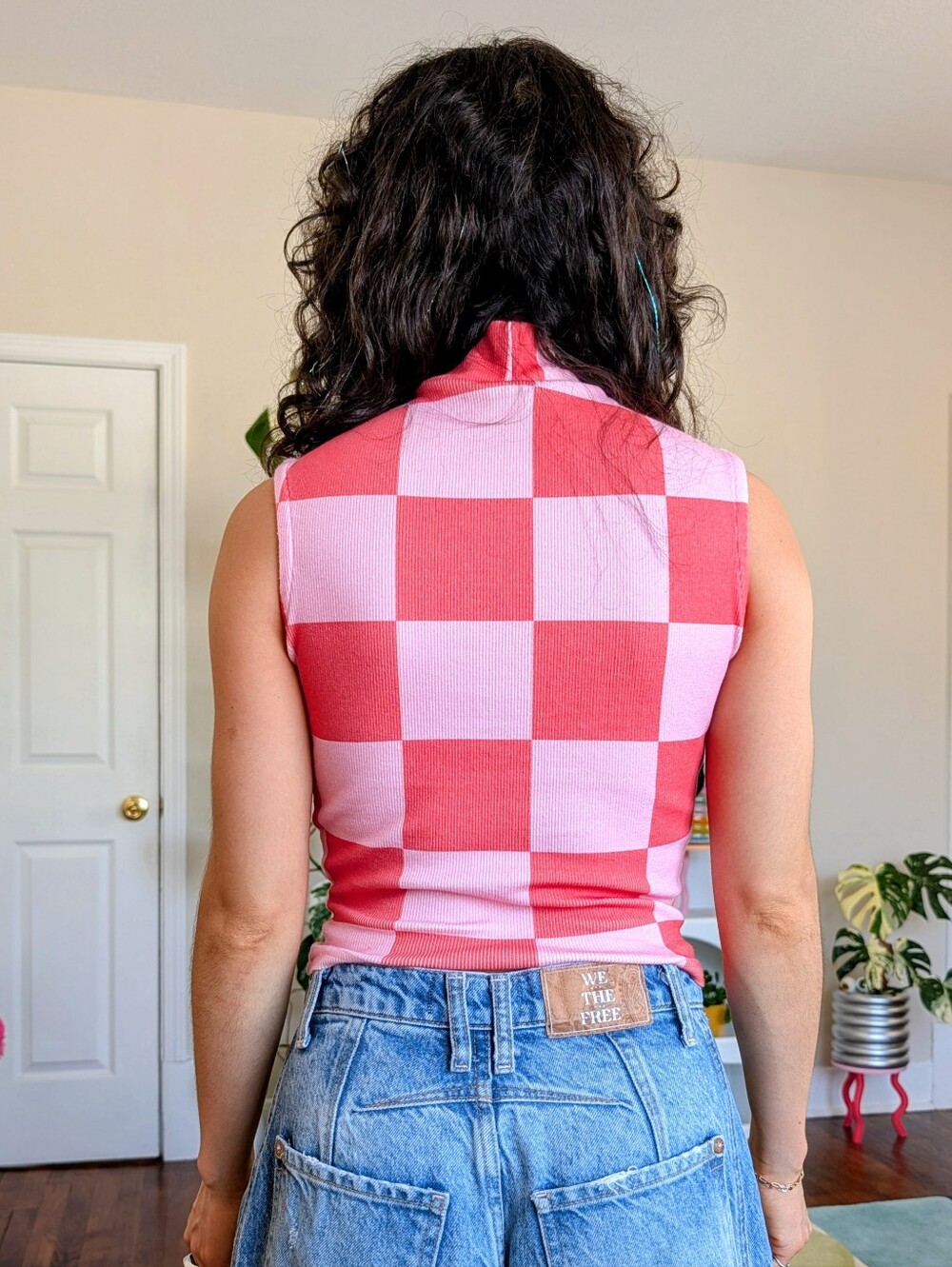 Isabella Eve Apparel Rue Top - Pink and red checkerboard crop top - Picture 3 of 7